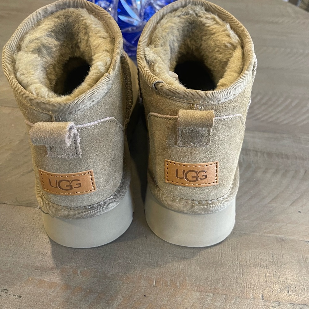 UGG Classic Beige Sand Shearling Mini Boots